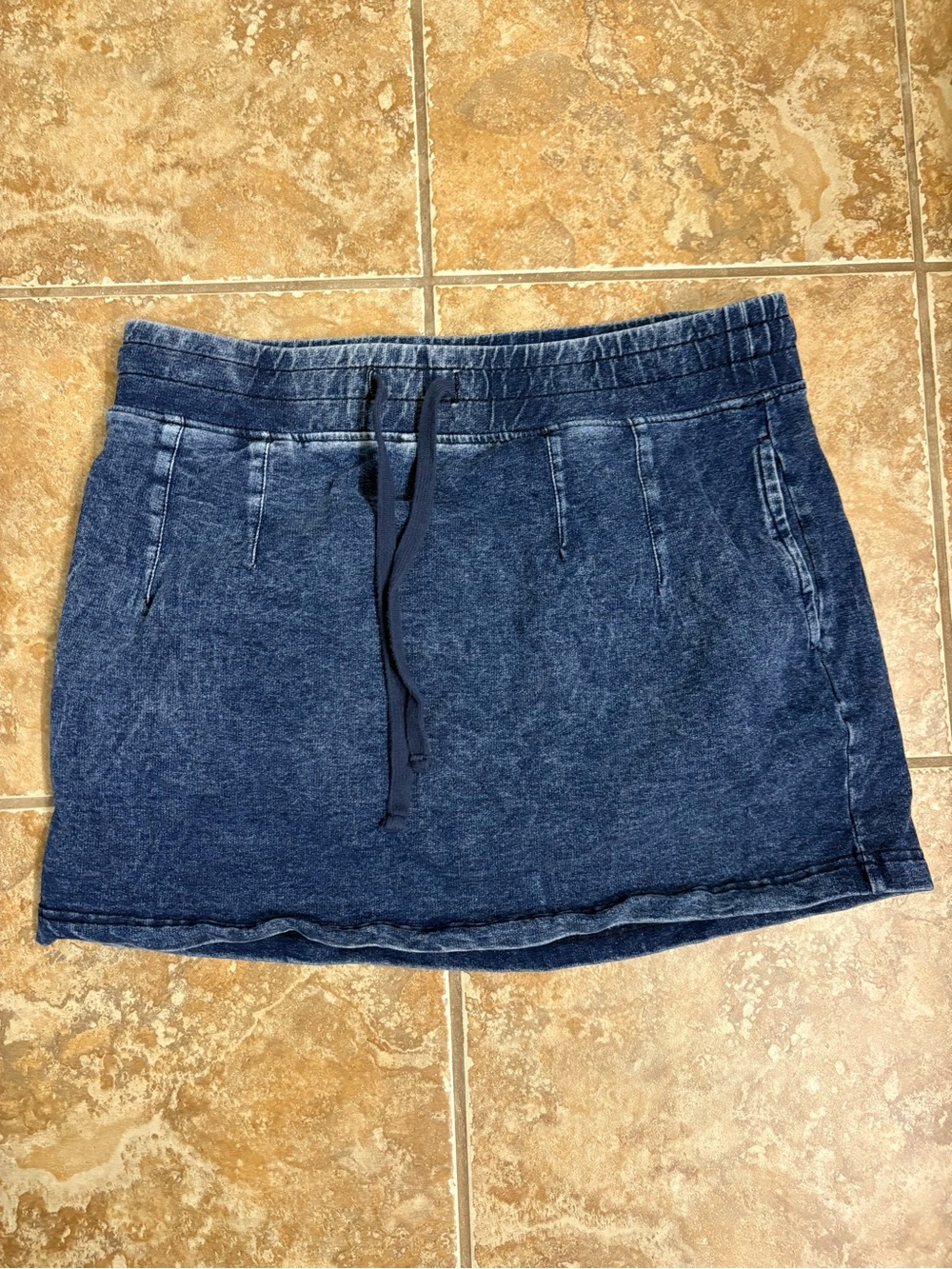 Casual Blue Denim-Effect Drawstring Skort